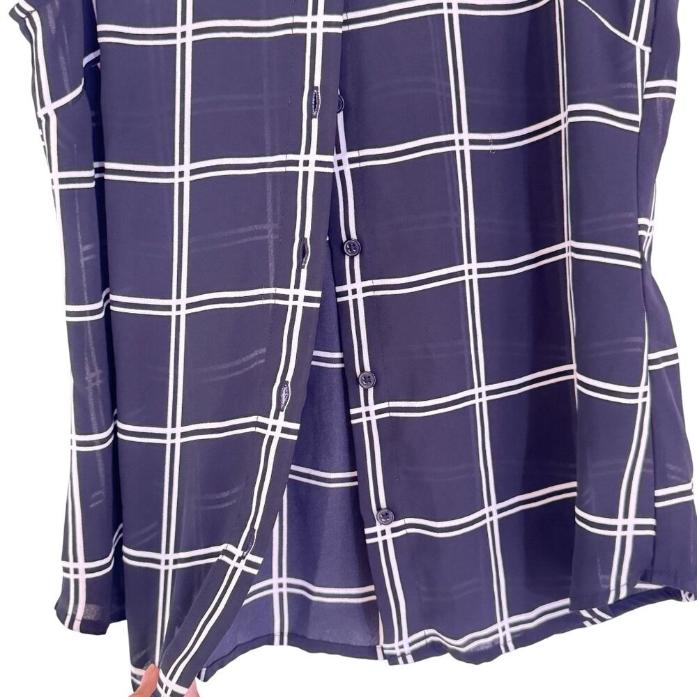 Banana Republic Women's Black Stripe Collared Button Up Sleeveless Shirt XXSP - Picture 4 of 7